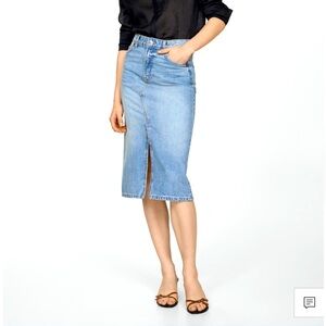 Mango Midi Denim Skirt - Midi Jean Skirt - Long Jean Skirt